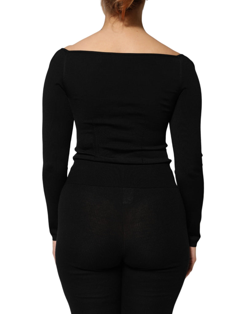 Blusa pulôver Dolce & Gabbana preta de viscose, com mangas longas