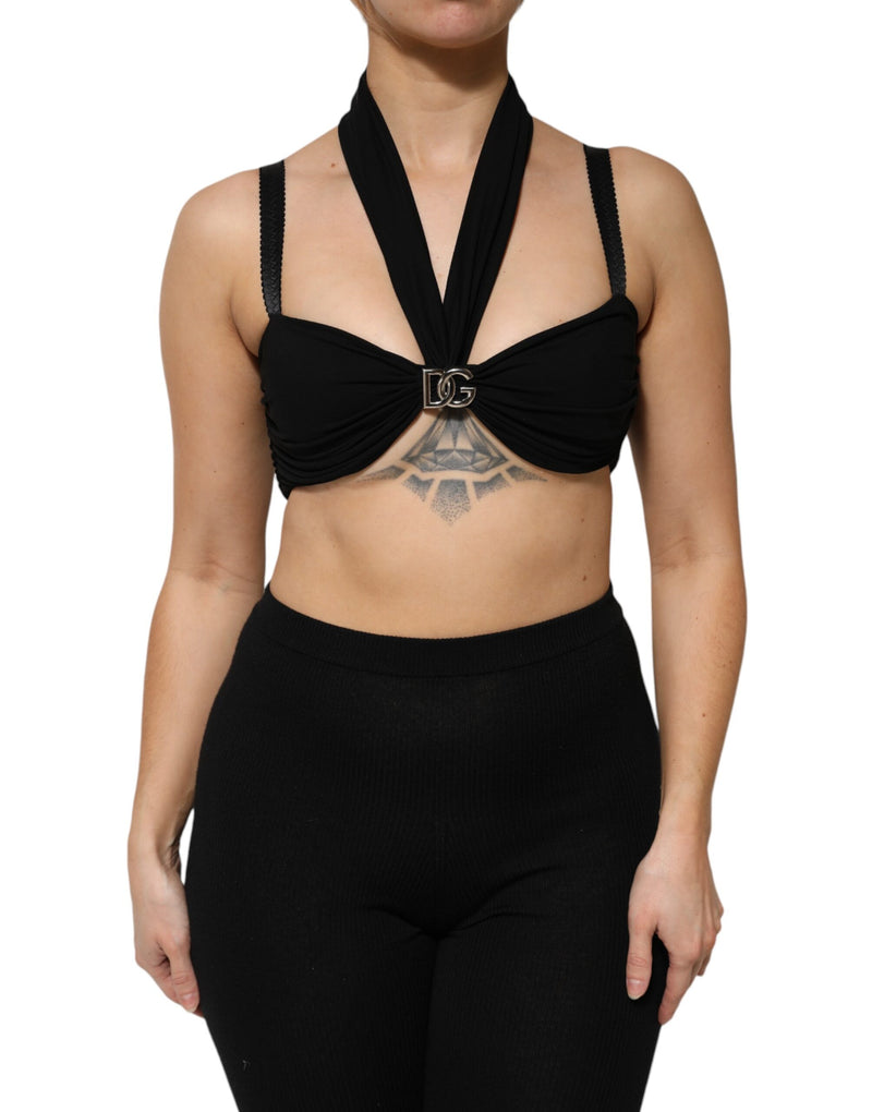 Bustier court noir Dolce & Gabbana en viscose à col licou