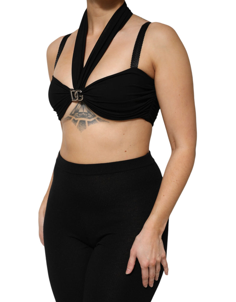 Bustier court noir Dolce & Gabbana en viscose à col licou