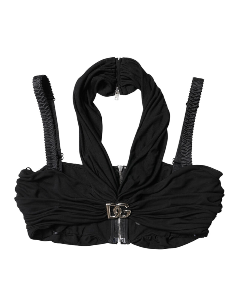 Bustier court noir Dolce & Gabbana en viscose à col licou