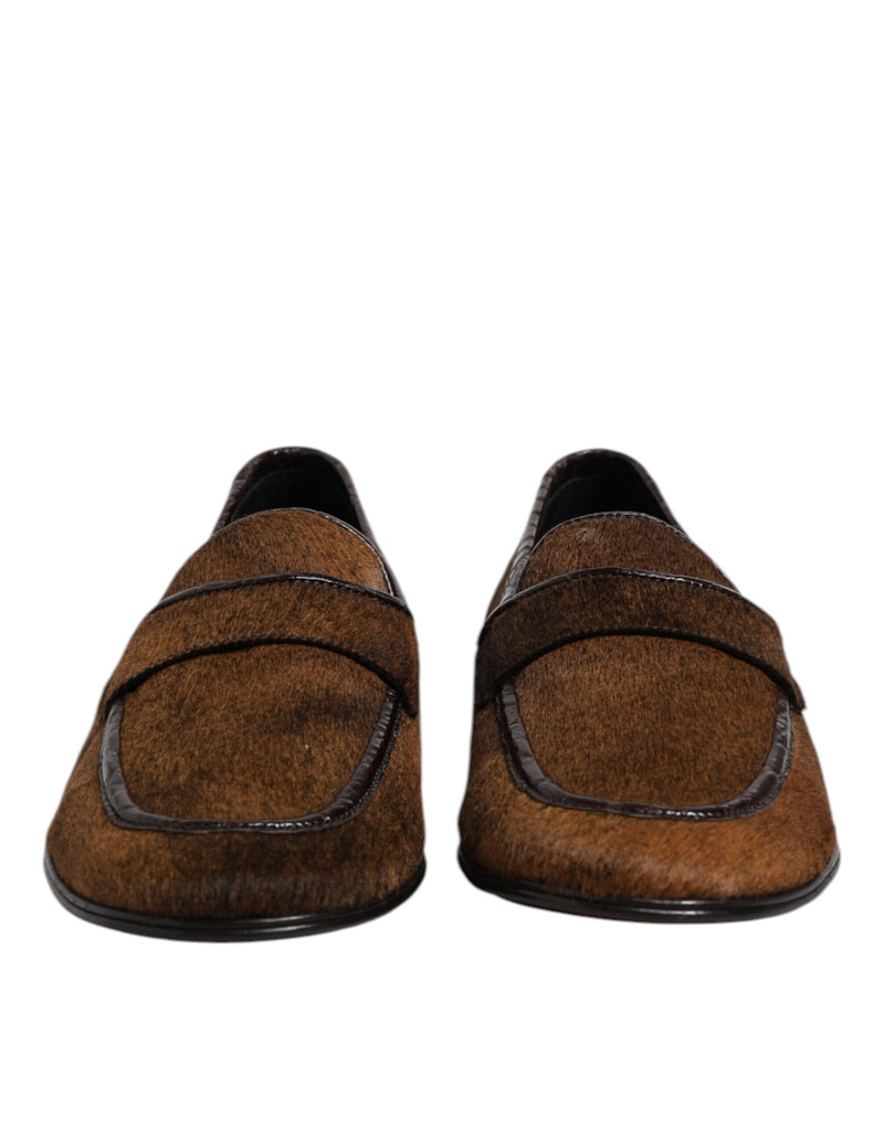 Mocasines marrones de piel para hombre Dolce & Gabbana