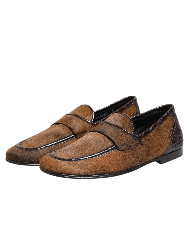 Mocasines marrones de piel para hombre Dolce & Gabbana