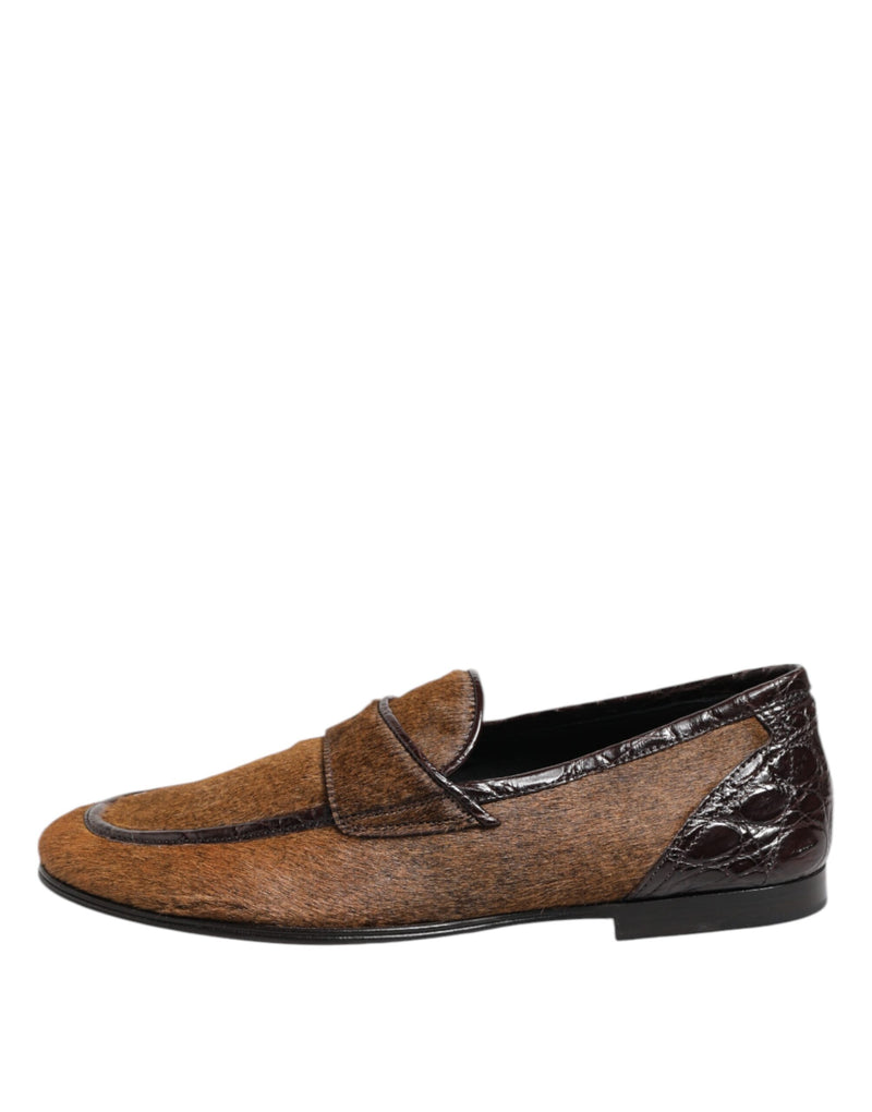 Mocasines marrones de piel para hombre Dolce & Gabbana