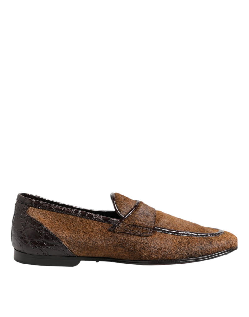 Mocasines marrones de piel para hombre Dolce & Gabbana