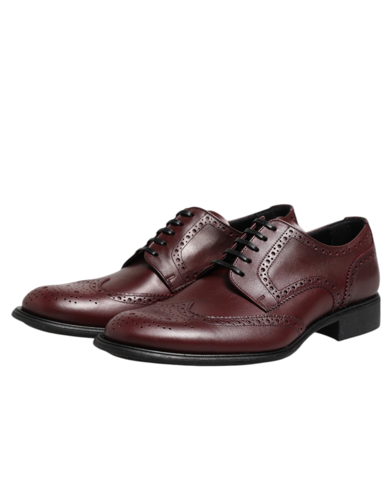Chaussures derby habillées à lacets en cuir marron Dolce & Gabbana