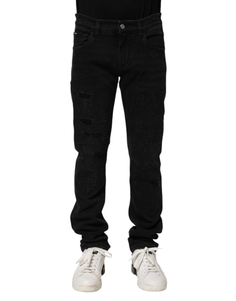 Vaqueros pitillo de denim de algodón negro para hombre de Dolce & Gabbana