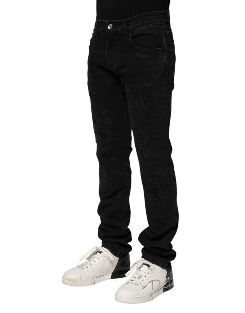 Vaqueros pitillo de denim de algodón negro para hombre de Dolce & Gabbana