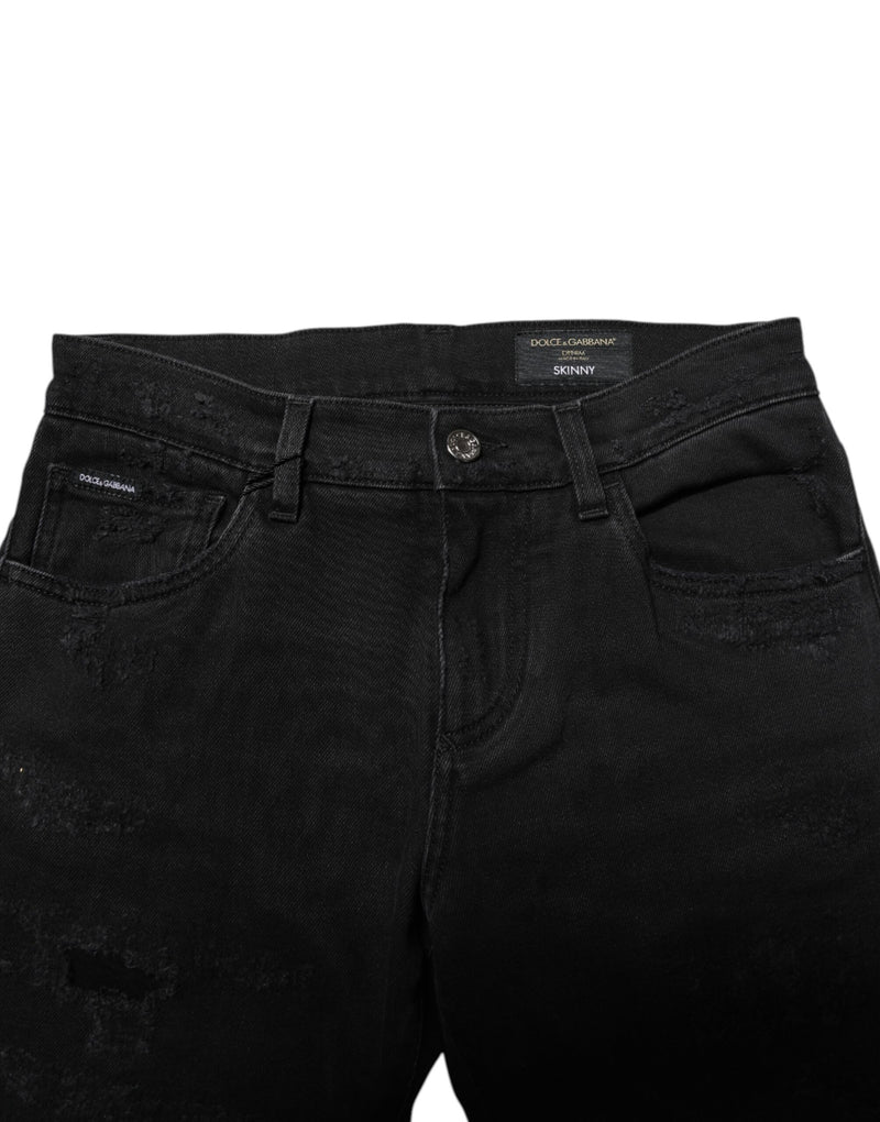 Vaqueros pitillo de denim de algodón negro para hombre de Dolce & Gabbana
