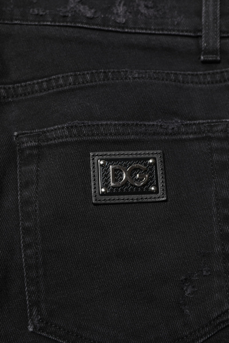 Vaqueros pitillo de denim de algodón negro para hombre de Dolce & Gabbana