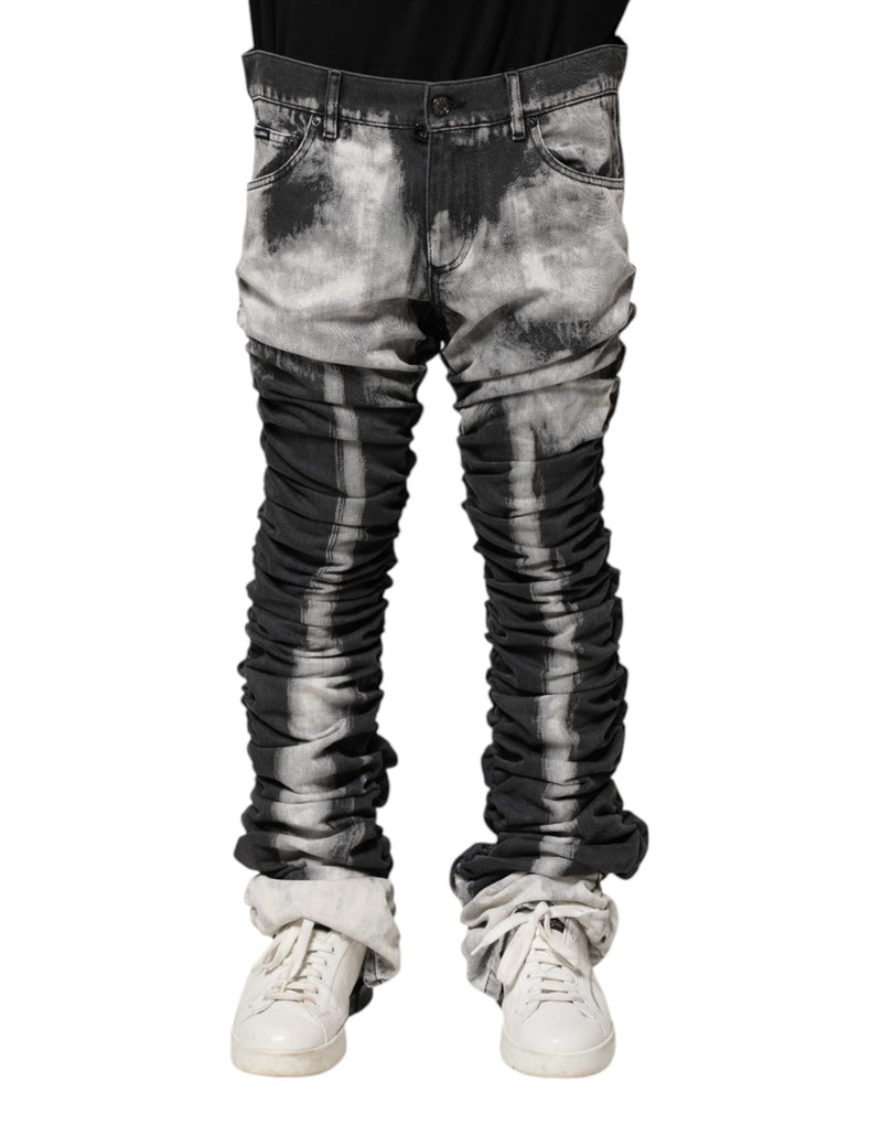 Dolce & Gabbana Dark Gray Tie Dye Straight Denim Jeans