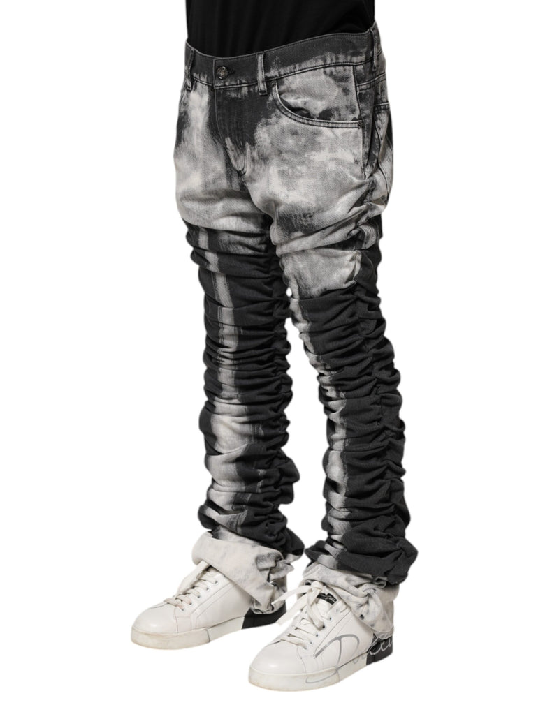 Dolce & Gabbana Dark Gray Tie Dye Straight Denim Jeans