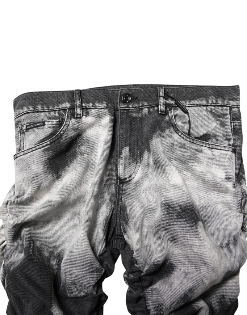 Dolce & Gabbana Dark Gray Tie Dye Straight Denim Jeans