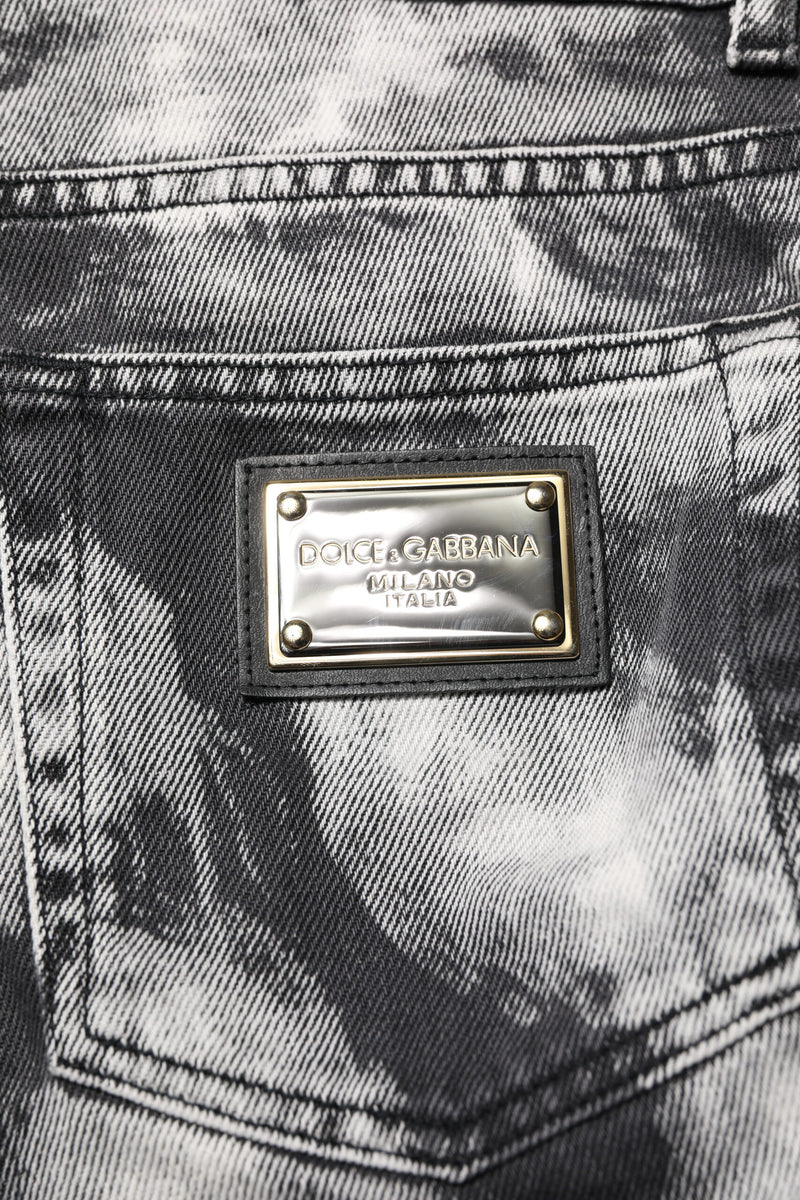 Dolce & Gabbana Dark Gray Tie Dye Straight Denim Jeans