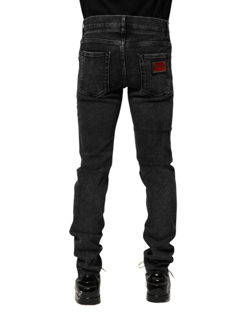 Dolce & Gabbana Black Cotton Skinny Men Denim Jeans