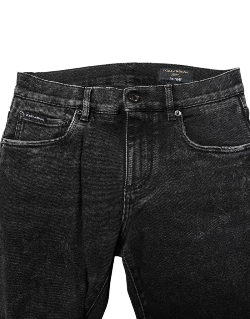 Dolce & Gabbana Black Cotton Skinny Men Denim Jeans