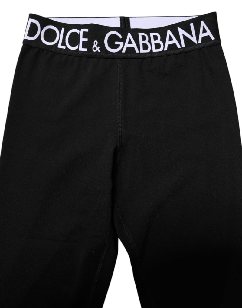 Leggings skinny da uomo in nylon nero e argento Dolce & Gabbana