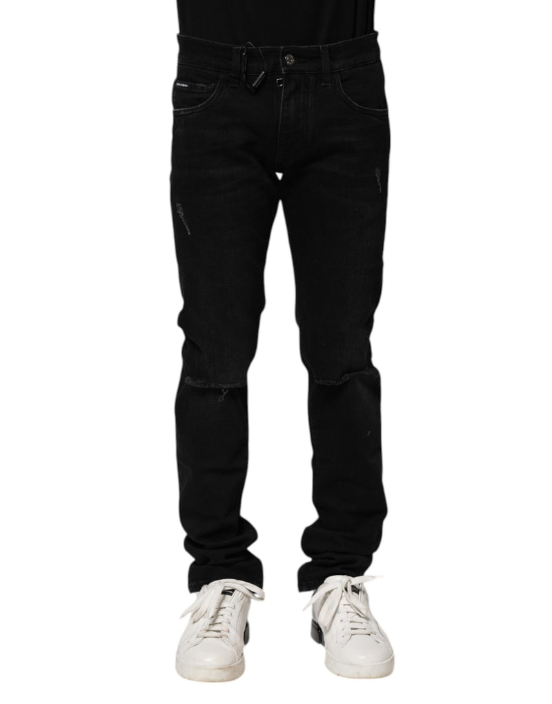 Vaqueros pitillo de denim de algodón negro para hombre de Dolce & Gabbana