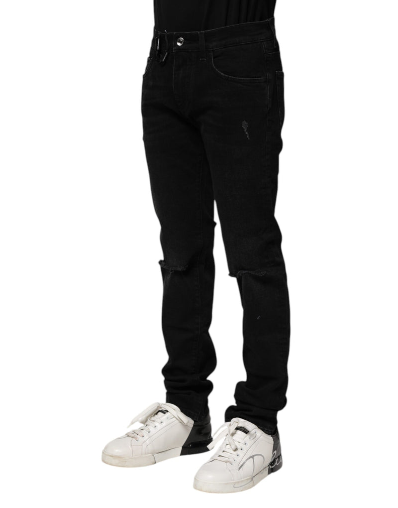 Vaqueros pitillo de denim de algodón negro para hombre de Dolce & Gabbana