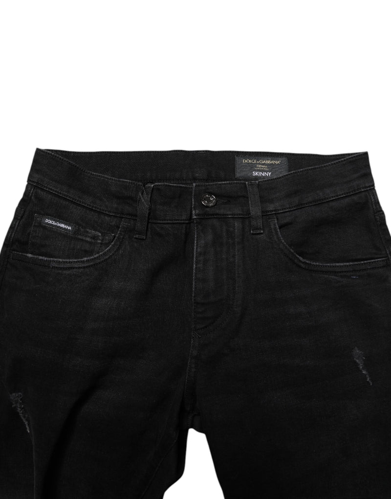 Vaqueros pitillo de denim de algodón negro para hombre de Dolce & Gabbana