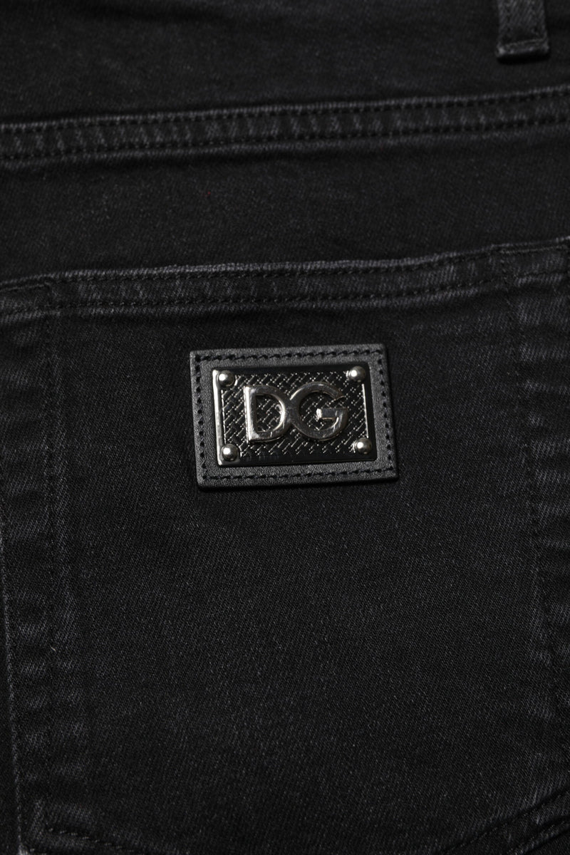 Vaqueros pitillo de denim de algodón negro para hombre de Dolce & Gabbana