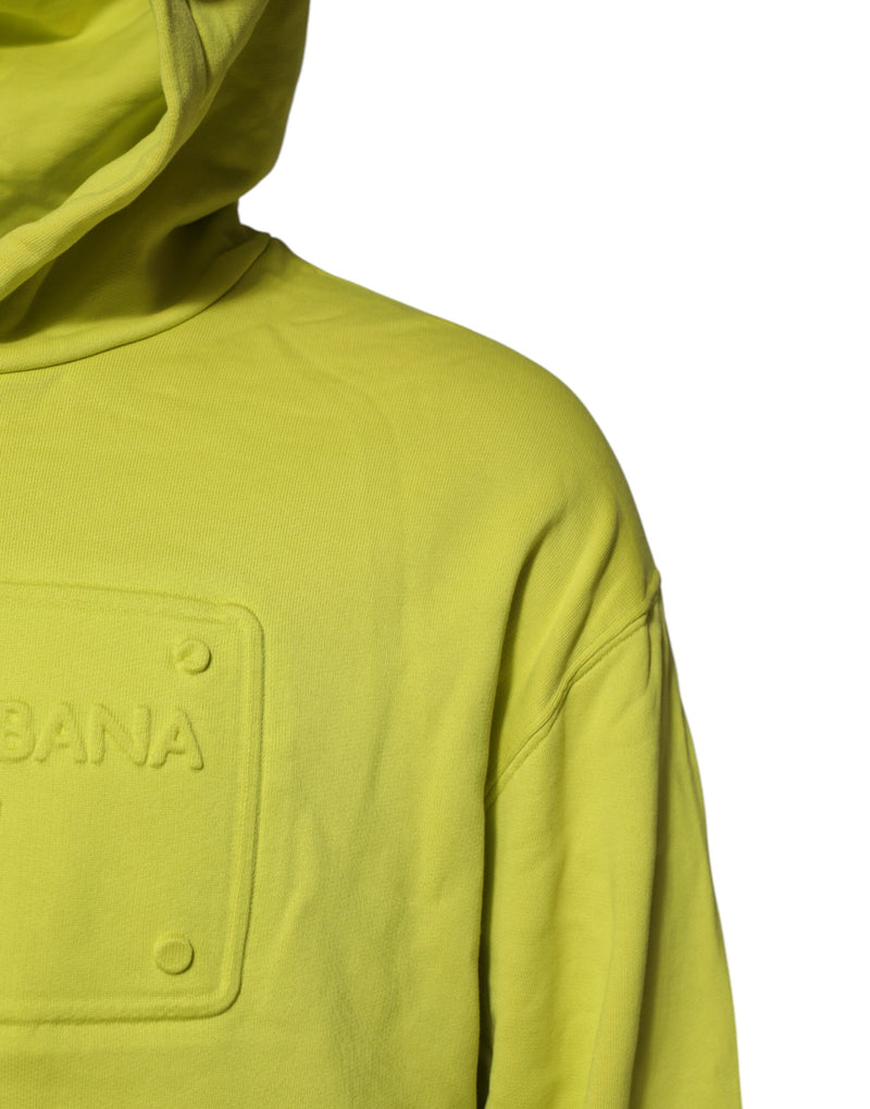Sweat-shirt à capuche en coton vert avec logo Dolce & Gabbana