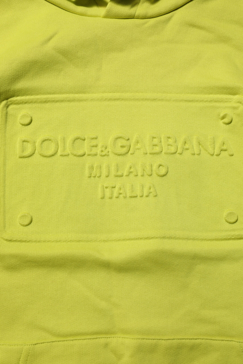 Sweat-shirt à capuche en coton vert avec logo Dolce & Gabbana