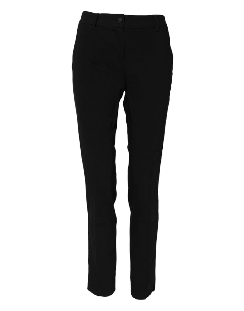 Pantalones de vestir de lana negra, tiro medio y corte cónico Dolce & Gabbana