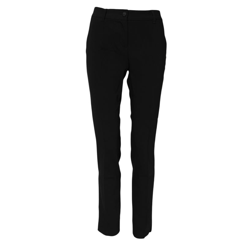 Pantalones de vestir de lana negra, tiro medio y corte cónico Dolce & Gabbana