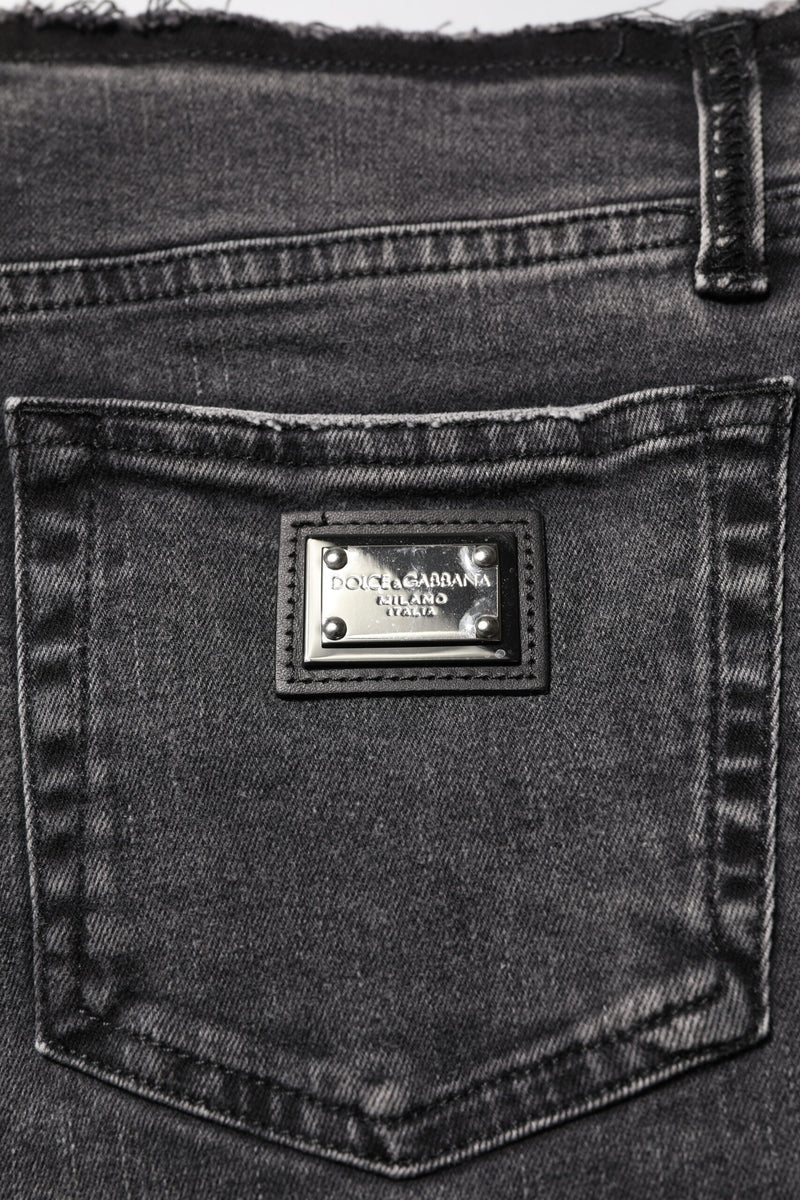 Vaqueros de mezclilla Dolce & Gabbana grises, de algodón, ajustados y de tiro medio