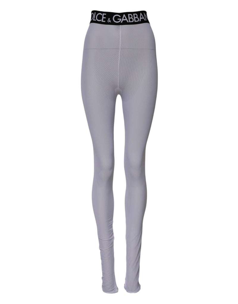 Legging en nylon gris à taille mi-haute avec logo DG Dolce & Gabbana