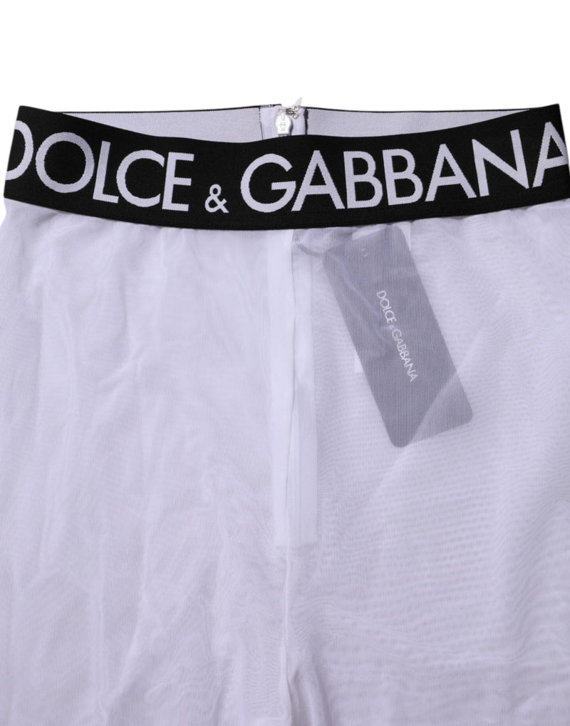 Legging en nylon gris à taille mi-haute avec logo DG Dolce & Gabbana