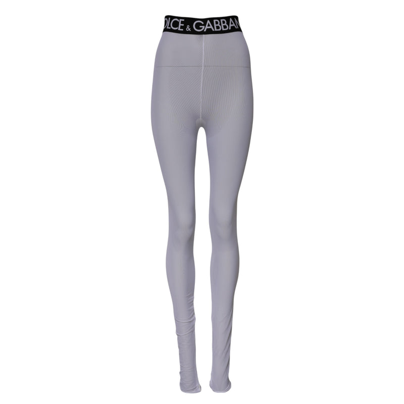 Legging en nylon gris à taille mi-haute avec logo DG Dolce & Gabbana