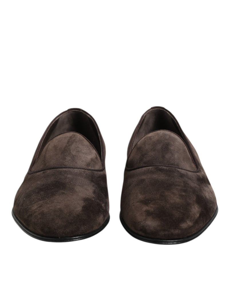 Mocassins slip-on Dolce & Gabbana marrons, de veludo e couro