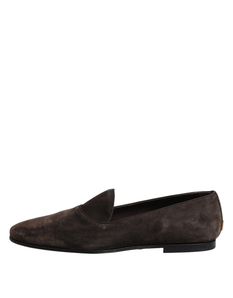 Mocassins slip-on Dolce & Gabbana marrons, de veludo e couro