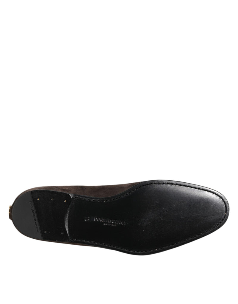 Mocassins slip-on Dolce & Gabbana marrons, de veludo e couro