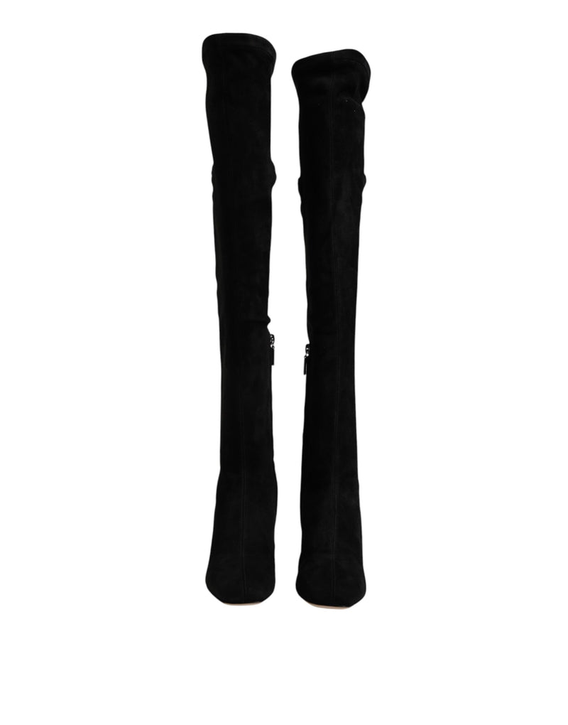 Bottes hautes noires en daim Dolce & Gabbana
