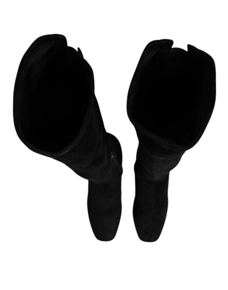 Bottes hautes noires en daim Dolce & Gabbana