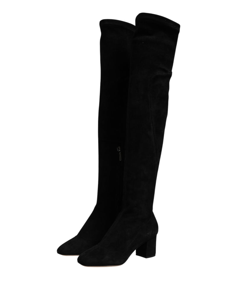 Bottes hautes noires en daim Dolce & Gabbana