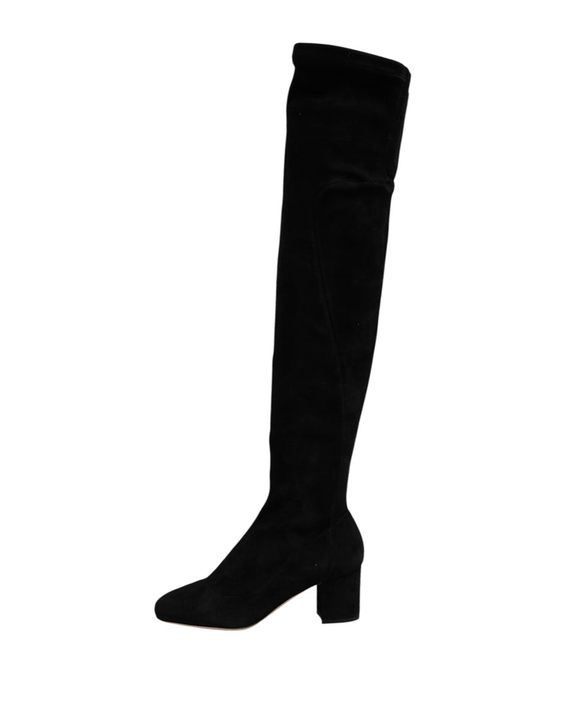 Bottes hautes noires en daim Dolce & Gabbana