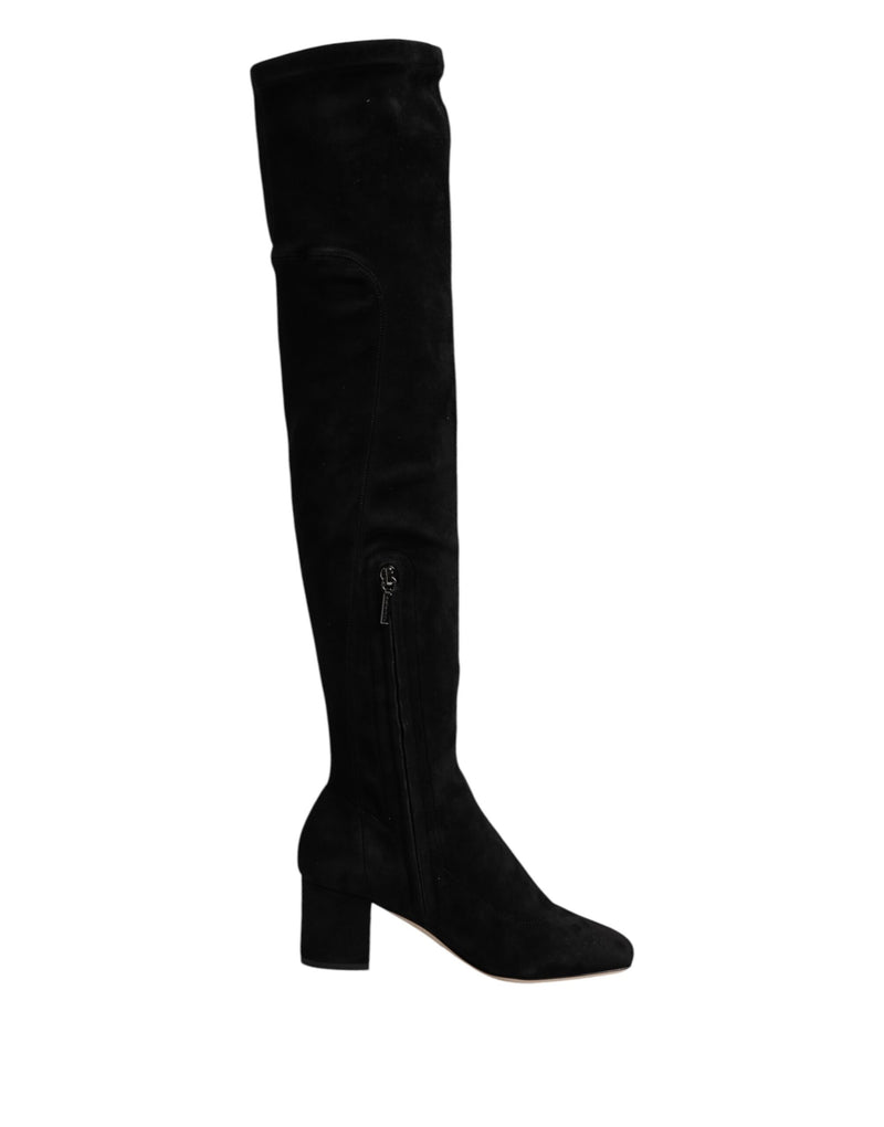 Bottes hautes noires en daim Dolce & Gabbana