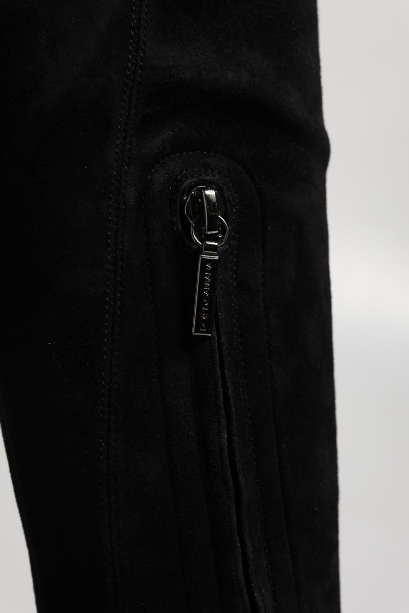 Bottes hautes noires en daim Dolce & Gabbana