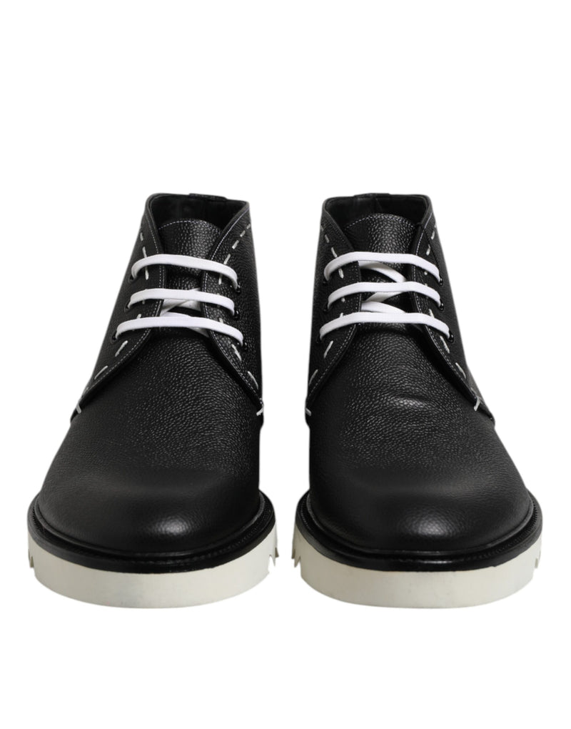 Botines de piel en blanco y negro de Dolce & Gabbana