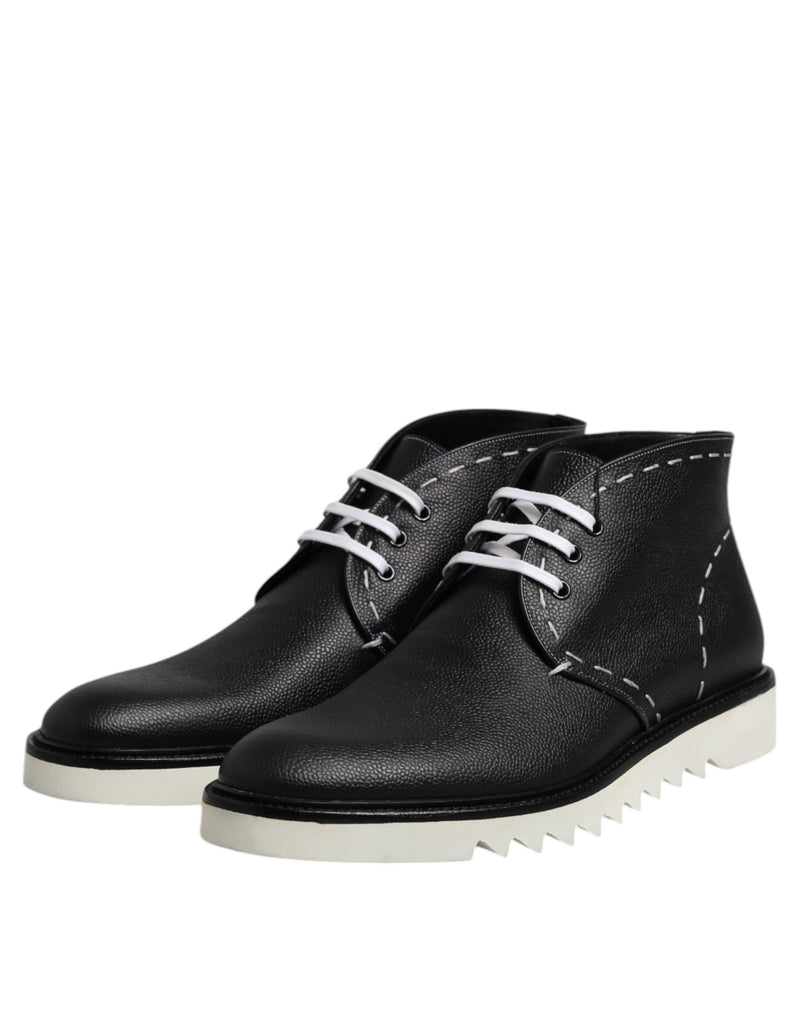 Botines de piel en blanco y negro de Dolce & Gabbana
