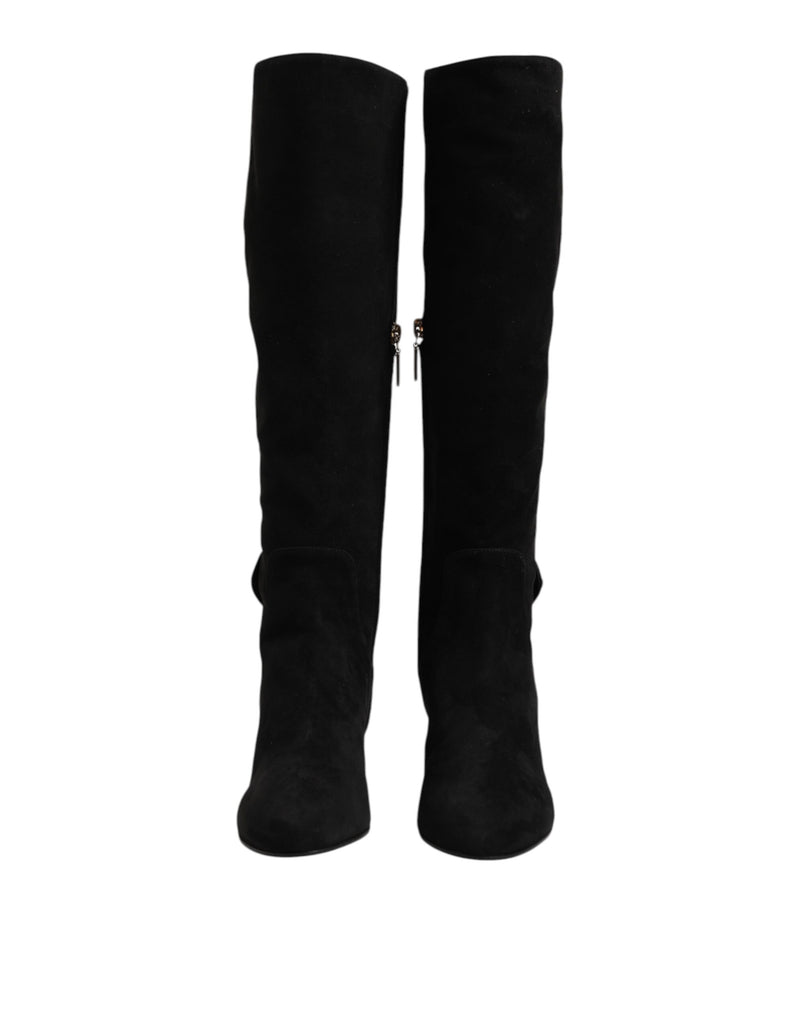 Dolce & Gabbana Stivali alti neri in pelle scamosciata