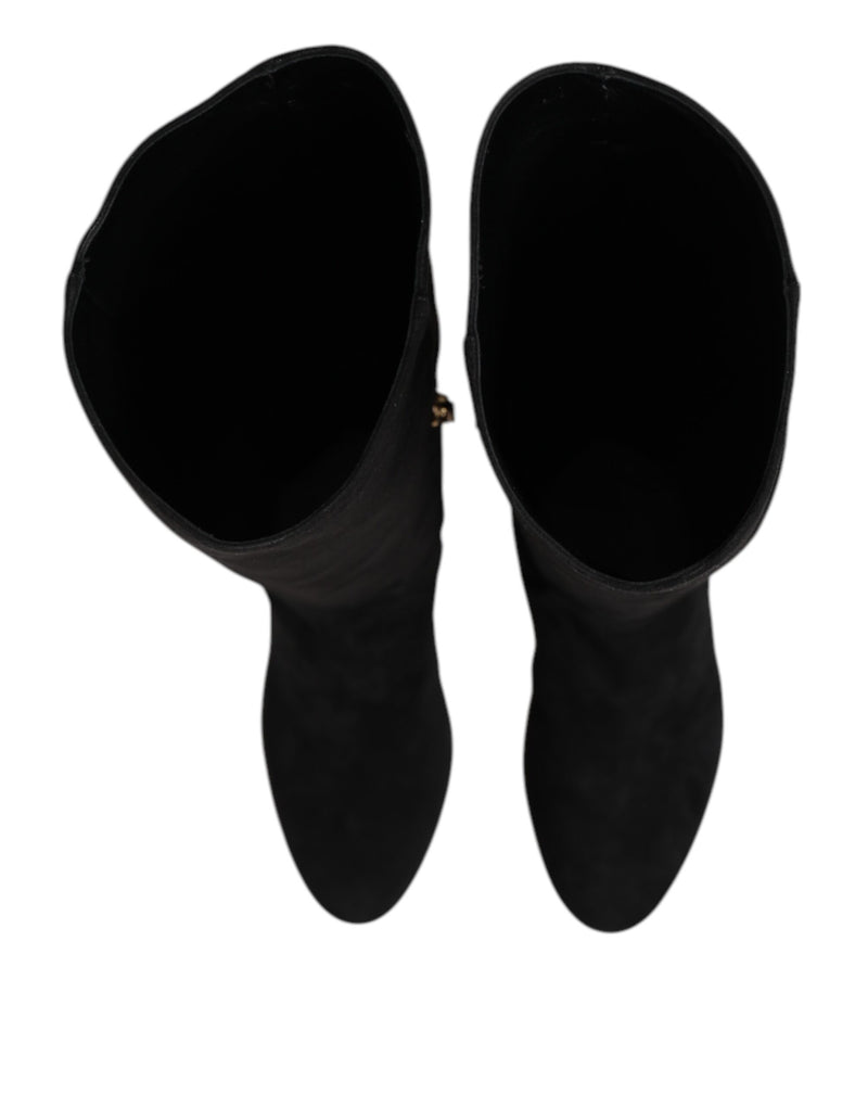 Dolce & Gabbana Stivali alti neri in pelle scamosciata