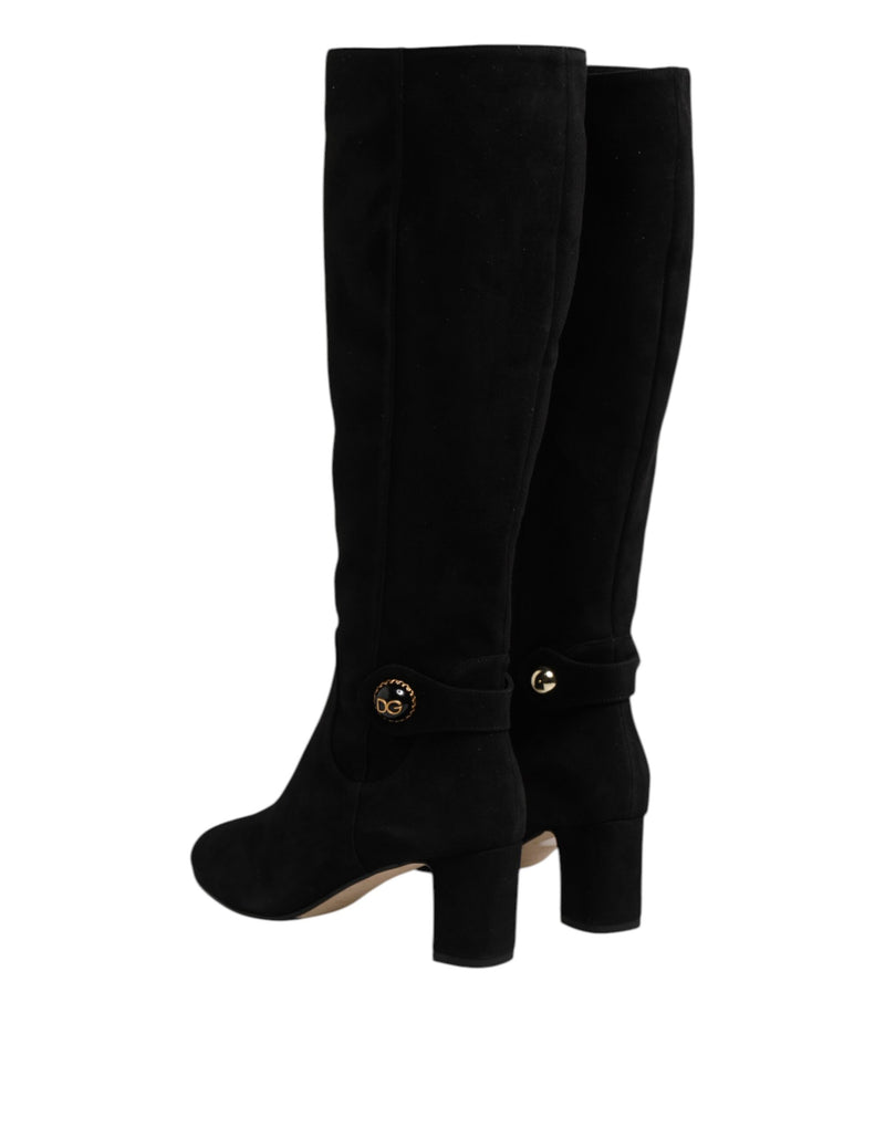 Dolce & Gabbana Stivali alti neri in pelle scamosciata
