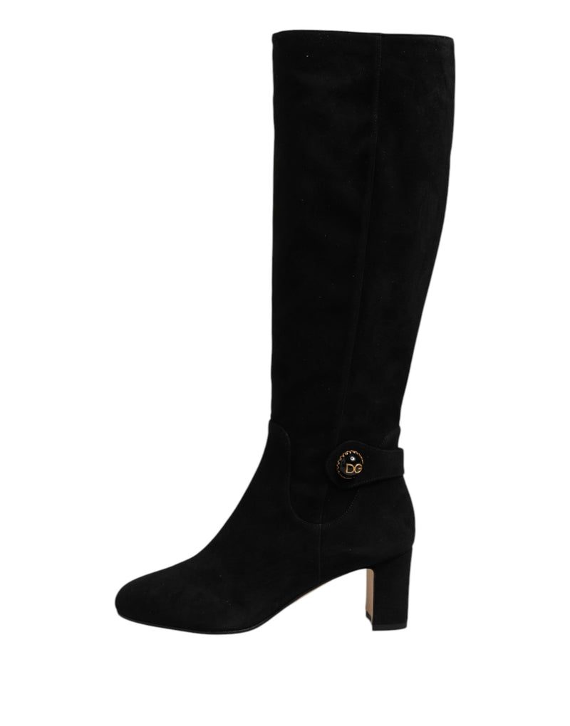 Dolce & Gabbana Stivali alti neri in pelle scamosciata