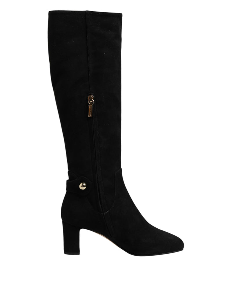 Dolce & Gabbana Stivali alti neri in pelle scamosciata