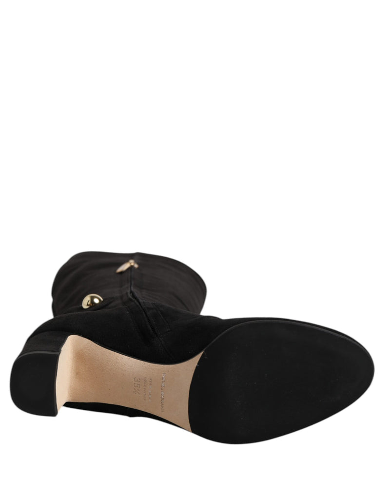Dolce & Gabbana Stivali alti neri in pelle scamosciata
