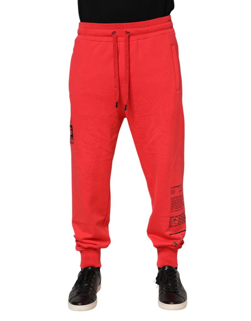 Calça jogger masculina de moletom de algodão vermelho Dolce & Gabbana